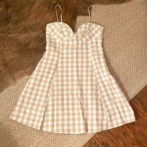 NWT Zara Tan Gingham Check Dress